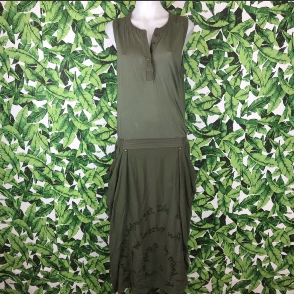 Desigual Olive Embroidered Convertible Maxi